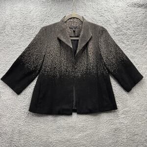 Eileen Fisher Size PP (2-4) Open Faced Crop Jacket 3/4 Sleeves Gray/Silver/Black